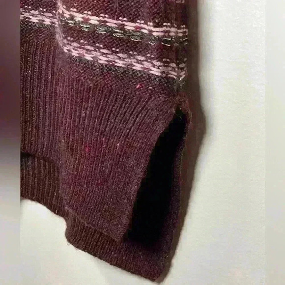 The Limited Striped Maroon Cowl Neck Sweater Vest Wool Blend Women’s Size XL - Picture 9 of 13